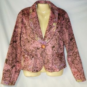 Junior's Pink Paisley Cotton Blazer Large